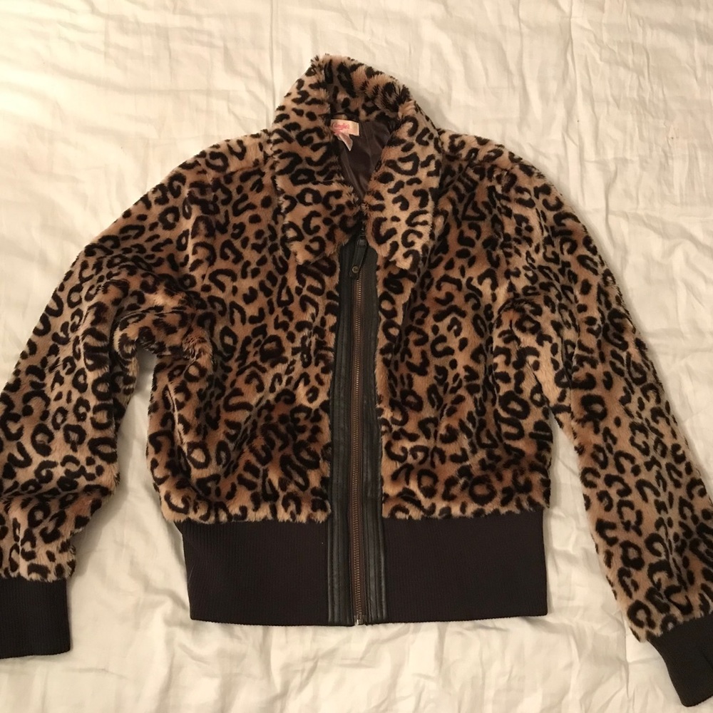Faux leopard fur Candies bomber jacket